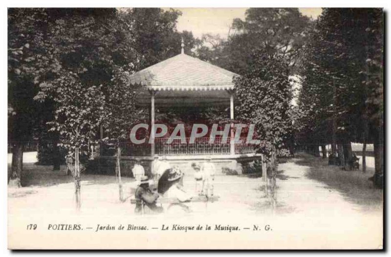 Old Postcard Poitiers garden of Blossac The kiosk of Music