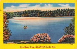 Grantsville Maryland Waterfront Greeting Antique Postcard K80467