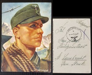 GERMANY THIRD 3rd REICH ORIGINAL CARD WEHRMACHT ALPINE TROOPS FELDPOST 1941