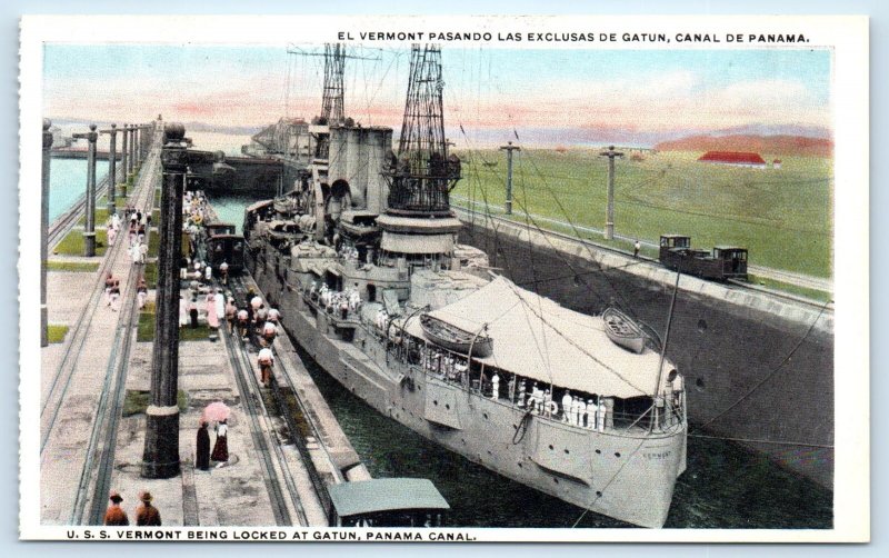 WWI USS Vermont Battleship Navy Postcard Ship