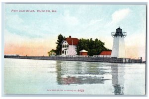 Green Bay Wisconsin WI Postcard First Light House Scenic View c1910's Antique