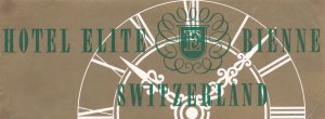 Switzerland Bienne Hotel Elite Vintage Luggage Label sk3595