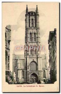 Old Postcard St Bavo cathedral Ghent