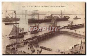 Old Postcard Le Havre La Jetee I had time to Maree Boat