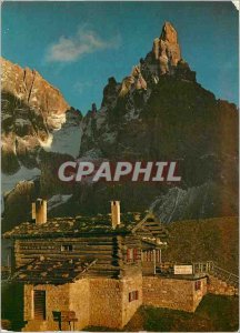 Postcard Modern Baita Segantini collar Cimon della Pala al tramonto