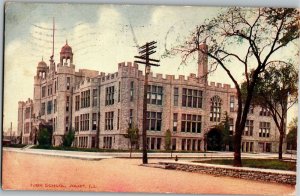 Joliet IL High School c1907 Vintage Postcard E18