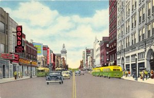 Youngstown Ohio 1950s Postcard Drug Store Cars Buses