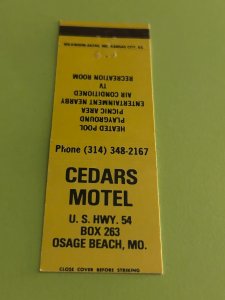 Vintage Matchbook Cover Cedars Motel Osage Beach, Missouri MB186