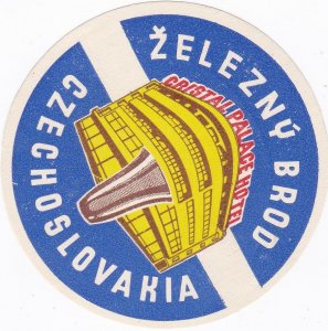 Czechoslovakia Zelezny Brod Cristal Palace Hotel Vintage Luggage Label sk3252