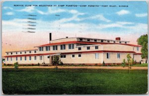1945 Service Club Camp Funston Forsyth Riley Kansas KS Grounds Posted Postcard