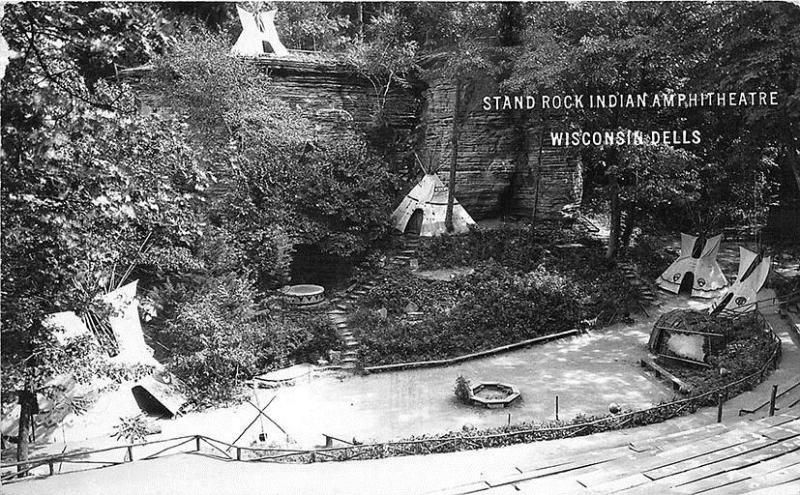 Native Americans Wisconsin Dells Stand Rock Indian Amphitheater RPPC Postcard