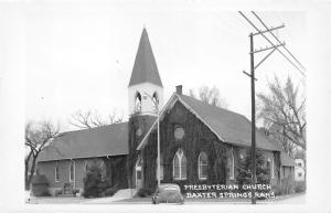 Baxter Springs Kansas~Presbyterian Church~Tall Steeple~Car in Front~1950s RPPC