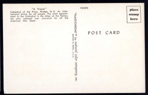 New Hampshire RINDGE A Prayer Cathedral of the Pines by the Founder - Chrome