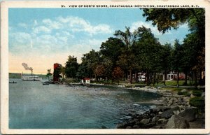 Postcard NY Chautauqua Lake View of North Shore Chautauqua Institution ~1920 M24