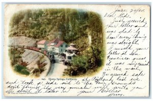 1905 Exterior Buildings Locomotive Train Shasta Springs California CA Postcard