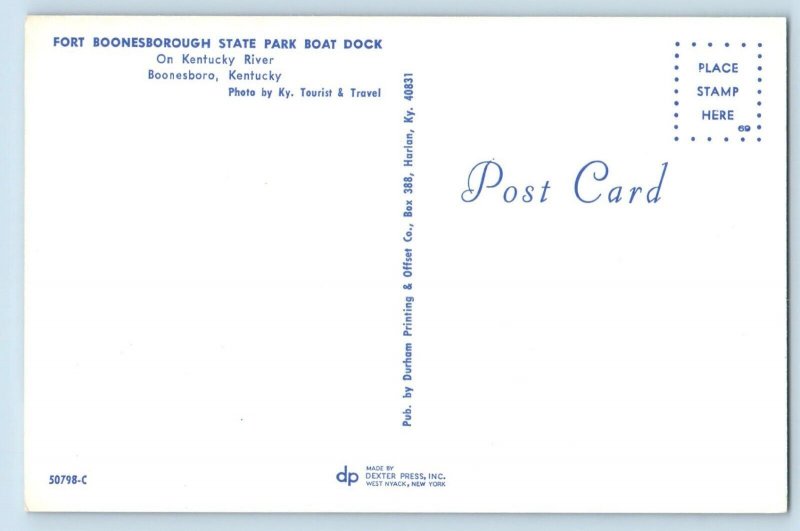 Boonesboro Kentucky KY Postcard Fort Boonesborough State Park Boat Dock c1960's