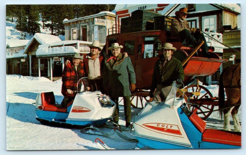 2 Postcards INCLINE VILLAGE, Tahoe NV Cartwrights PONDEROSA RANCH Snowmobiles