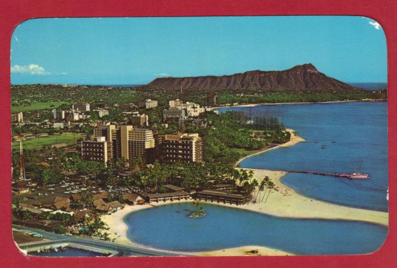 HAWAII, AERIAL VIEW OF WAIKIKI 1964  3.5 X 5.5 SEE SCAN   PC4