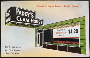 Vintage Postcard 1939-1950 Paddy's Clam House. W.34th Street, New York City (NY)