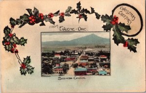 Christmas Greetings, Aerial View Eugene OR c1911 Vintage Postcard R51