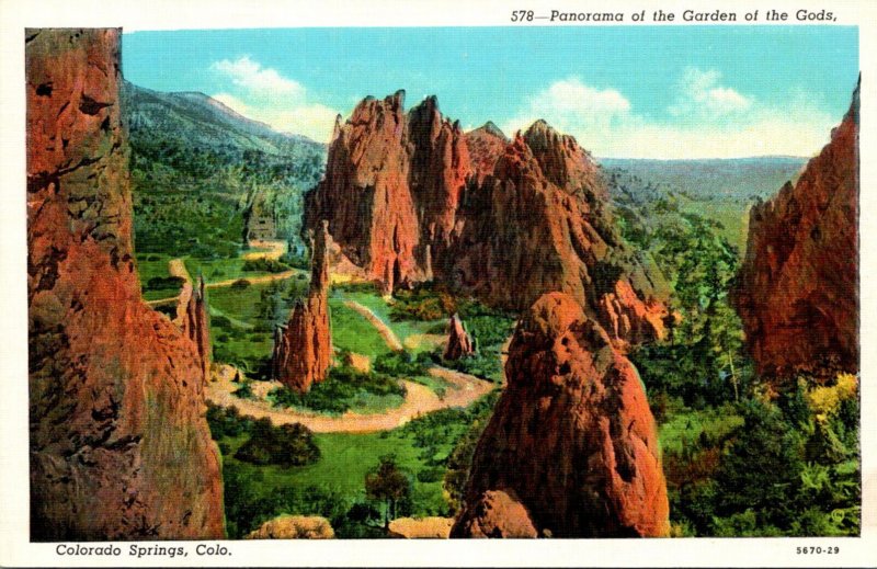 Colorado Colorado Springd Panorama Of The Garden Of The Gods Curteich