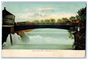 1909 Black River Falls Watertown New York NY, Waterfalls Posted Antique Postcard 