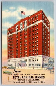 Mobile Alabama~Hotel Admiral From Across Street~Vintage Linen Postcard