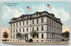 Raleigh NC~Horse & Buggy @ Post Office~Mansard Roof w/Triple Window Dormer~c1910