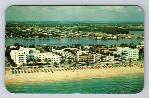 Fort Lauderdale FL - Florida, Helicopter View, Beach & Hotels, Chrome, Postcard 