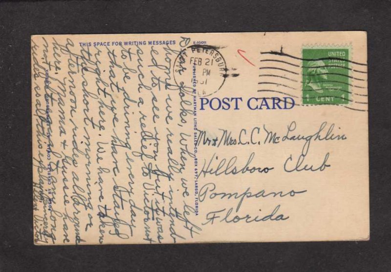 FL Poem Charles Cowan 1947 Florida Postcard