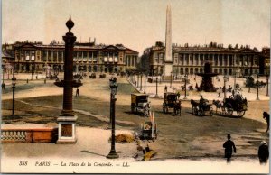 Vtg 1910s La Place de la Concorde Public Square Paris France Postcard