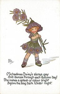 AM Davis Postcard Flower Fairies Series 519 Michaelmas Daisy Fairy Unposted Nice