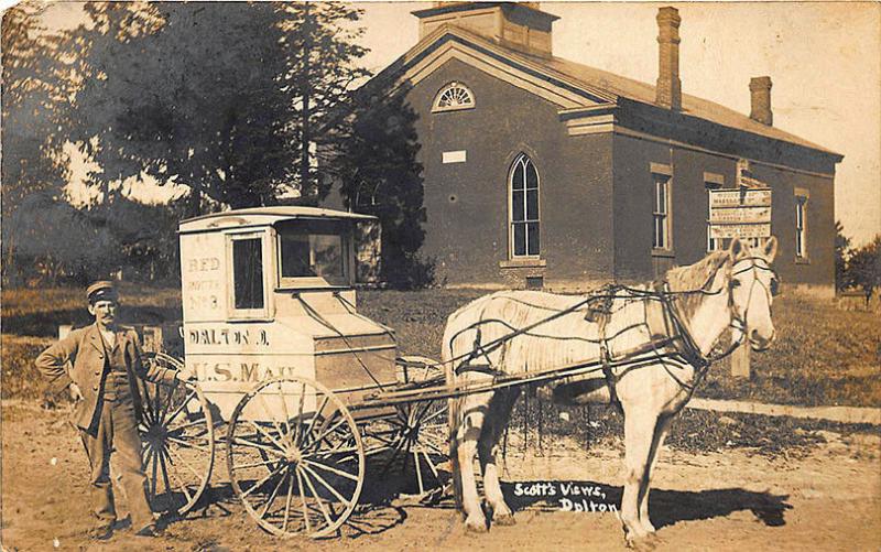 Dalton OH R.F.D. #3 Mail Carrier Horse & Wagon 1909 RPPC Postcard