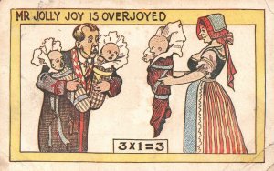 Mr. Jolly Joy Is Overjoyed Triplet Cute Babies Comics, Vintage Postcard