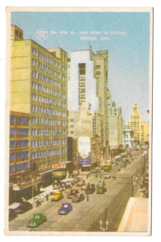 Mexico City Calle San Juan de Letran Vintage 1952 Postcard
