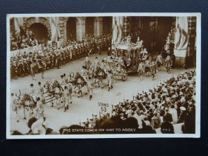 King George Vl CORONATION The State Coach on way to Abbey c1937 RP Postcard