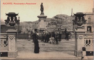 Spain Alicante Monumento a Maisonnave Vintage Postcard C140