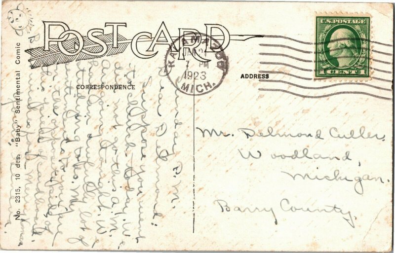 Girl at Mailbox Waiting for Letter Artist E Weaver c1923 Vintage Postcard A30