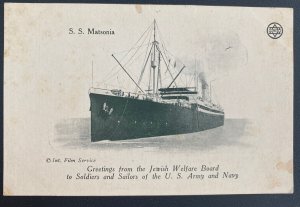 Mint USA Picture Postcard Jewish Welfare Board SS Matsonia US Army & Navy