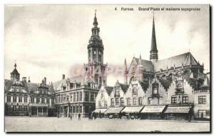 Old Postcard Furnes Grand Place and Spanish houses