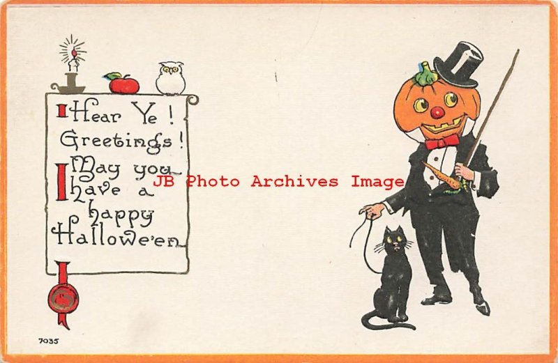 325083-Halloween, Bergman No 7035-2, JOL Man in Tuxedo with Black Cat on String