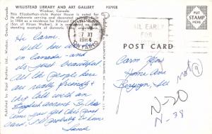 WINDSOR ONTARIO CA WILLISTEAD LIBRARY AND ART GALLERY POSTCARD 1964