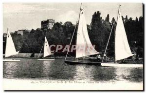 Thonon les Bains - Edges of Lake Leman and L & # 39Hotel Baths - Old Postcard