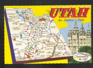 UTAH THE BEEHIVE STATE MAP POSTCARD