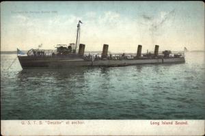 Long Island Sound - USTB Navy Ship Torpedo Boat Decator c1910 Postcard