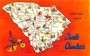 Greetings from South Carolina, USA Map Unused 