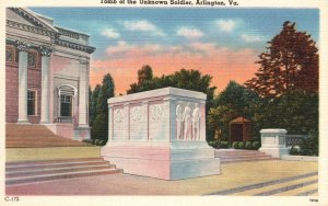 Vintage Postcard Tomb White Marble of the Unknown Soldier Arlington Virginia VA