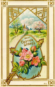 Greeting - Easter. Embossed, Gold Foil