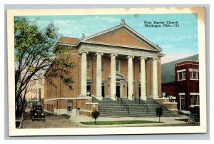 Vintage 1930's Pre Linen Postcard First Baptist Church Muskogee Oklahoma