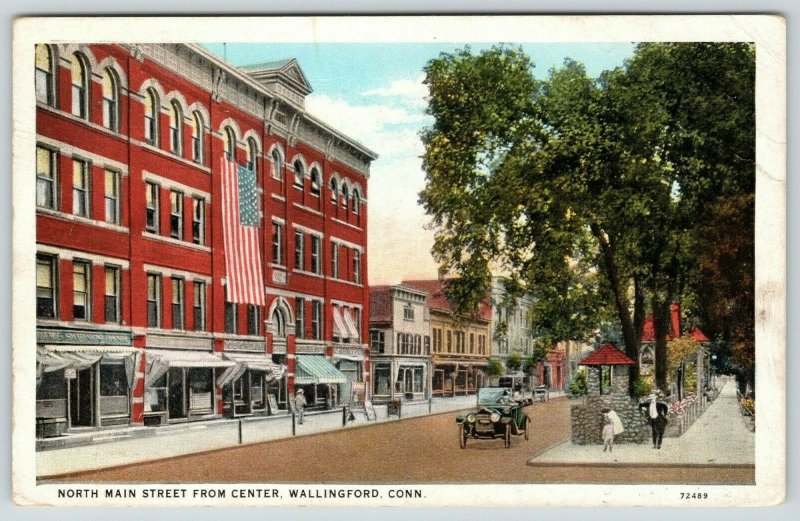 Wallingford CT~North Main Street~Dime Savings Bank~Ice Cream Parlor~1917 PC 